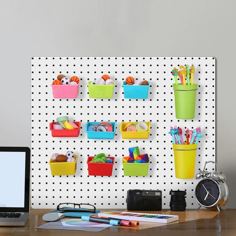 Yookeer 20 Pcs Pegboard Bins and Cups with Hooks and Loops Peg Assortment Organizer Accessories Various Tool Organizer Pegboard Baskets Set for Garage Workshop Workbench Office(Mixed Color) - Image 5